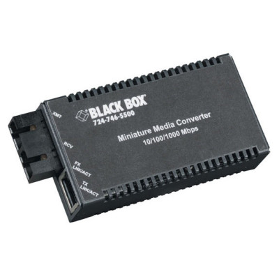 Black Box LGC120A-R4 Gigabit Ethernet Media Converter, 10/100/1000-Mbps Copper to 1000-Mbps Multimode Fiber, 850nm, 0.3km, SC